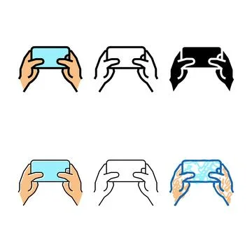 Accelerometer playing video game app on smartphone edition color icon vector Stock Illustration