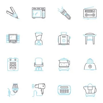 Accents linear icons set. Dialects, Intonation, Pronunciation, Linguistics Stock Illustration