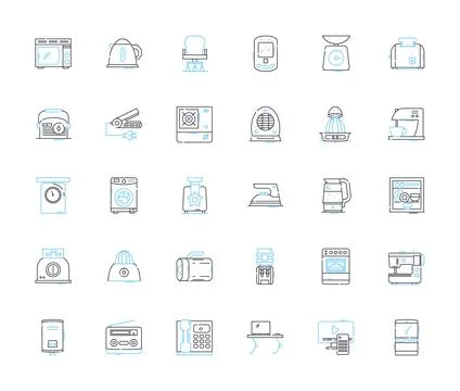 Accents linear icons set. Dialects, Intonation, Pronunciation, Linguistics Stock Illustration