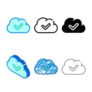 Accept access cloud color icon stylized vector Stock Illustration