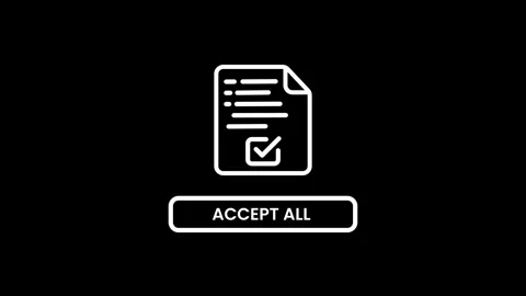 Accept all cookie document animation isolated on black background Stock-Footage 333549931