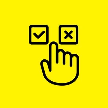 Accept and decline buttons icon. Yes or no click. Approve and delete. Hand pu Stock Illustration