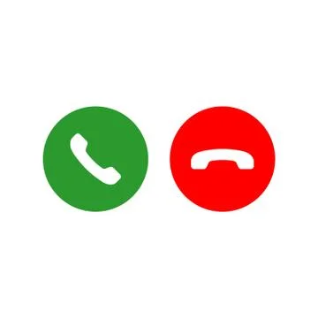 Accept and decline call or red and green yes no buttons with handset silhouet Stock Illustration