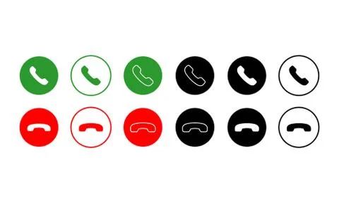 Accept and decline call or red, green, black and white buttons yes no with ha Stock Illustration