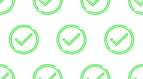 Accept aproved icon vector seamless pattern. Outline circle button. Check mar Stock Illustration