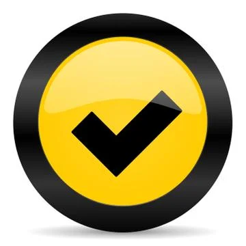 Accept black yellow web icon Stock Illustration