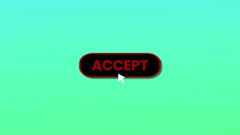 ACCEPT button pressed on computer screen by cursor pointer mouse illustrati.. Stock Illustration