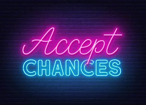 Accept changes neon quote on a brick wall. Stock Illustration