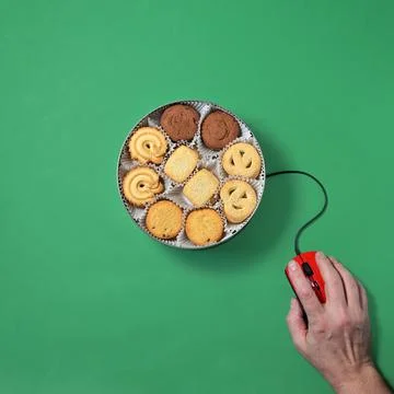 Accept Cookie Pop-Up Message from Box With Cookies For Christmas Stock Photos