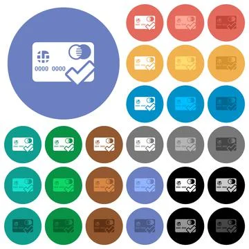 Accept credit card round flat multi colored icons Stock Illustration