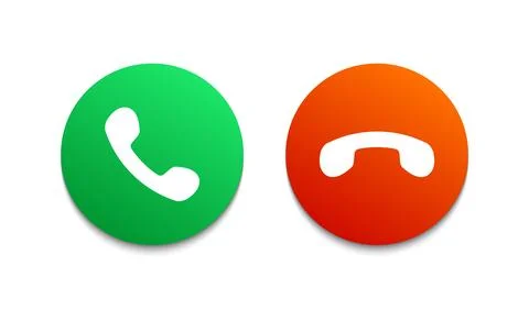 Accept Decline Phone Call Gradient Button Icons With Shadow Vector Stock Illustration