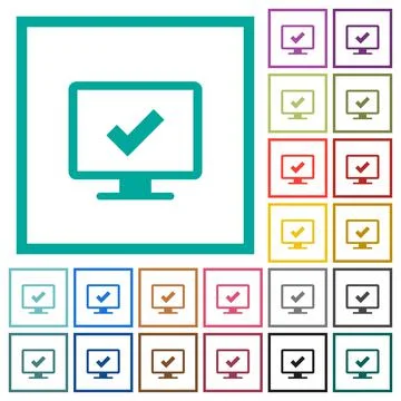 Accept display settings flat color icons with quadrant frames イラスト素材