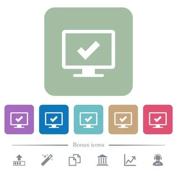 Accept display settings flat icons on color rounded square backgrounds Stock Illustration