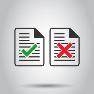 Accept document icon in flat style. Reject vector illustration on white isola 스톡 일러스트
