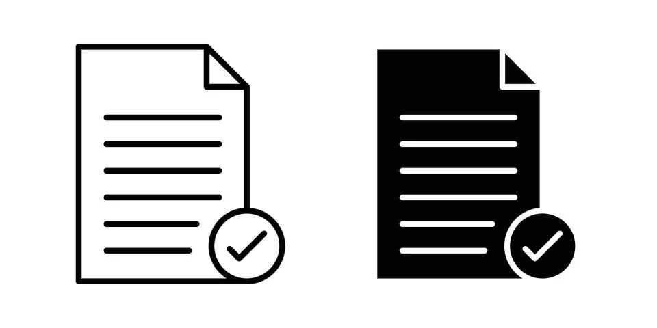 Accept document icon logo. Outline style icons with flat versions Stock Illustration