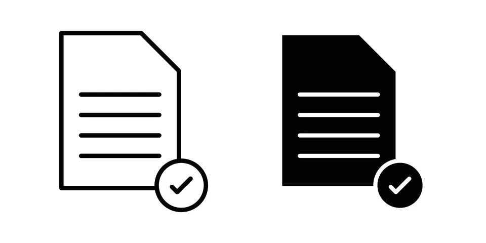 Accept document icon. Outline, flat icons 스톡 일러스트