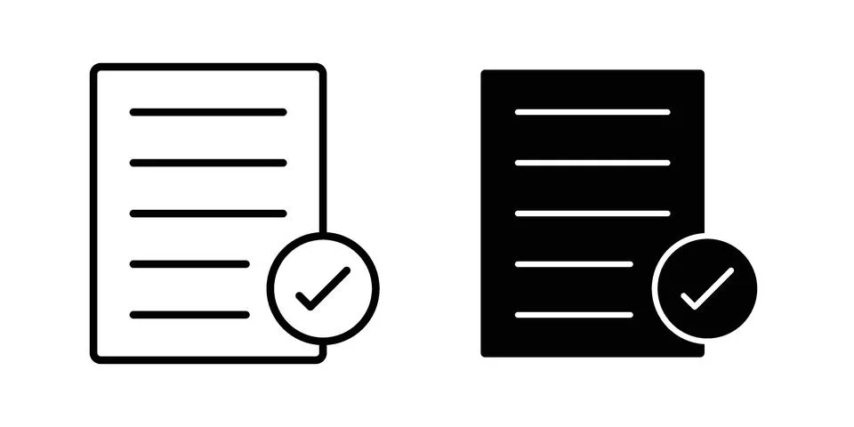 Accept document icon symbol  illustration bundle in black colour Stockillustratie