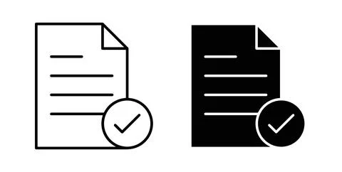 Accept document icon symbol, outline icons Stock Illustration