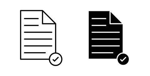 Accept document icon symbol. Vector illustration pack in black color. Stock Illustration