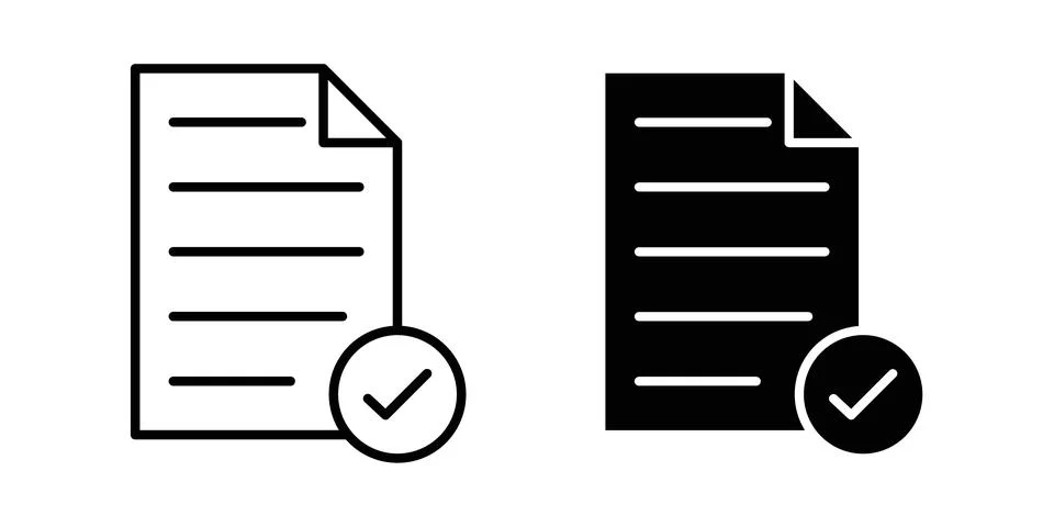 Accept document icon thin line and clipart style vector set Stock Illustration