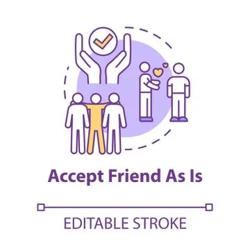 Accept friend as is concept icon. Understand and respect friends diversity 스톡 일러스트