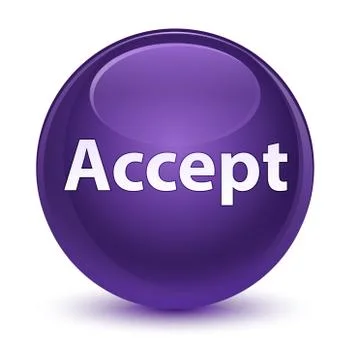 Accept glassy purple round button Stock Illustration