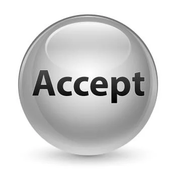 Accept glassy white round button Stock Illustration