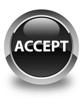 Accept glossy black round button Stock Illustration