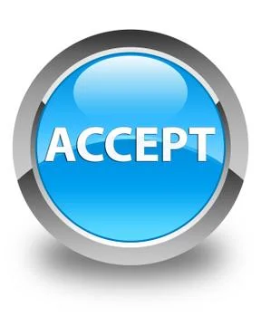 Accept glossy cyan blue round button Stock Illustration