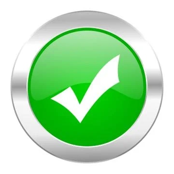 Accept green circle chrome web icon isolated. Stock Illustration