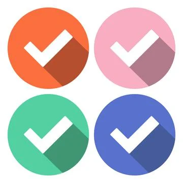 Accept icon. Tick icon. Vector illustration with long shadow . Add plus icon  Иллюстрация