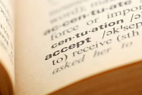 Accept  meaning in dictionary Stock Photos