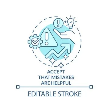 Accept mistakes value turquoise concept icon Stock Illustration