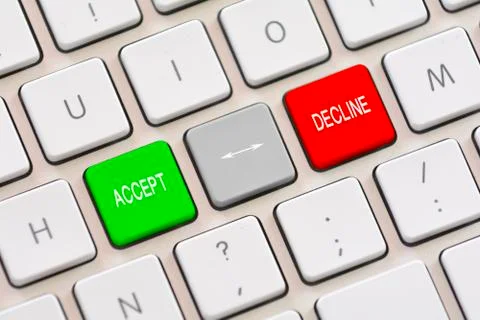 Accept or Decline choice on keyboard Stock Photos