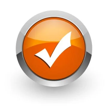 Accept orange glossy web icon Stock Illustration
