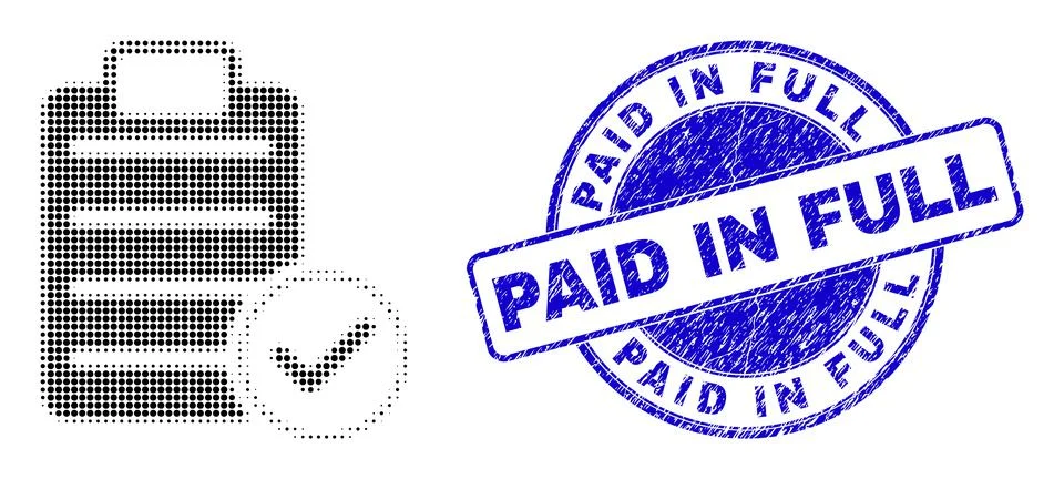 Accept Pad Text in Halftone Dot Style with Blue Grunge Paid in Full Stamp Seal Stock Illustration