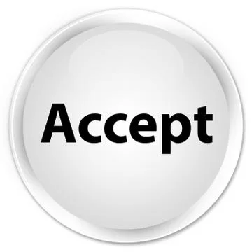 Accept premium white round button Stock Illustration