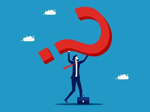 Accept problems and responsibilities. Businessman carrying a question mark Stock Illustration