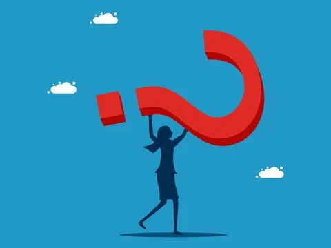 Accept problems and responsibilities. woman carrying a question mark Stock Illustration