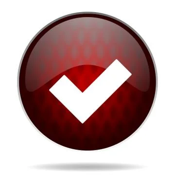 Accept red glossy web icon on white background. Stock Illustration