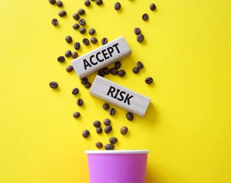 Accept Risks symbol. Concept words Accept Risks on beautiful wooden picture.. Stock Photos