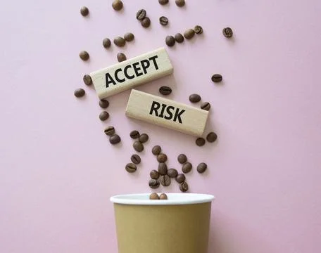 Accept Risks symbol. Concept words Accept Risks on beautiful wooden picture.. Stock Photos