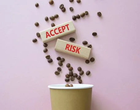 Accept Risks symbol. Concept words Accept Risks on beautiful wooden picture.. Stock Photos