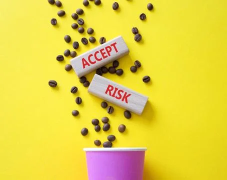 Accept Risks symbol. Concept words Accept Risks on beautiful wooden picture.. Stock Photos