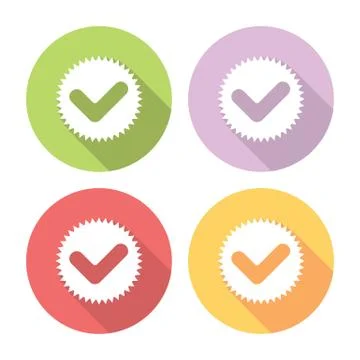 Accept Sign Flat Icons Set Stock Illustration