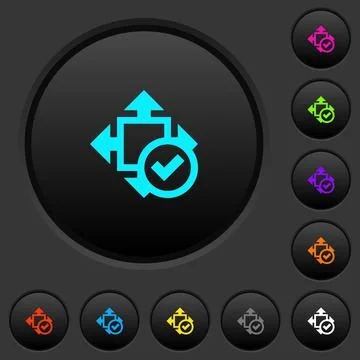 Accept size dark push buttons with color icons Stock Illustration