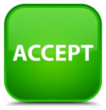 Accept special green square button Stock Illustration