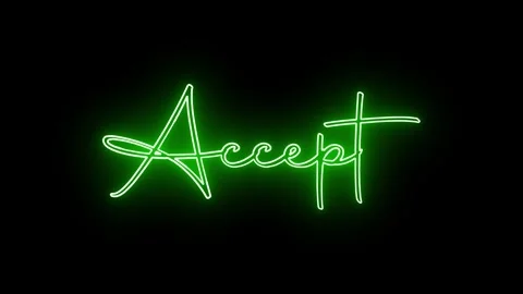 'Accept' text animation with neon glow line. Stock Footage 282576930