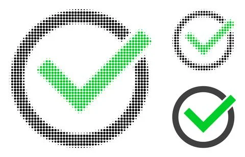 Accept Tick Halftone Dotted Icon Stock Illustration