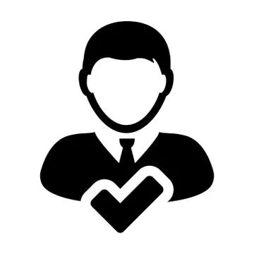 Accept User icon vector male person profile avatar symbol in flat color glyph Stock Illustration